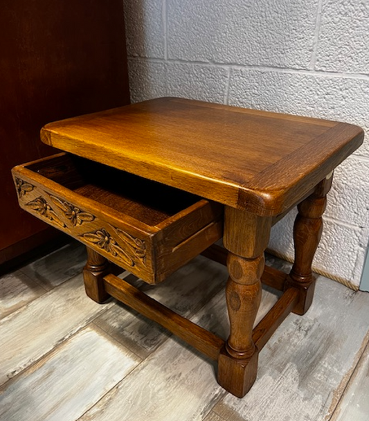 Vintage Oak Coffee Table with Drawer