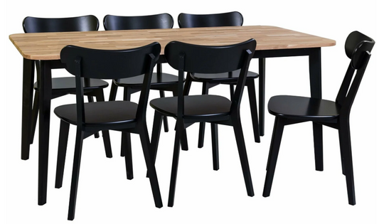 "Mango" black set – table + six chairs