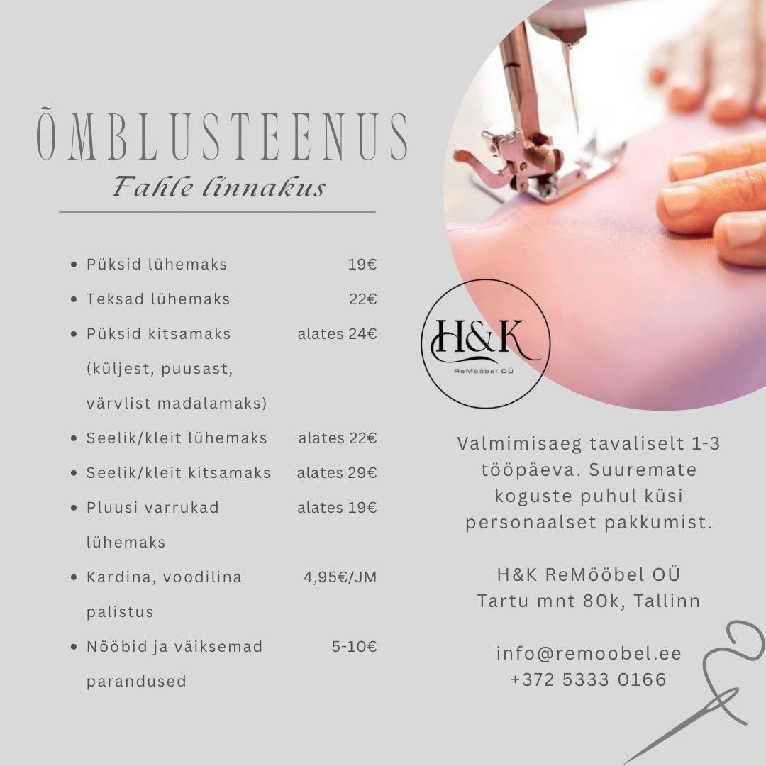 Uudis: H&K ReMööbel pakub nüüd ka õmblusteenust Fahle linnakus
